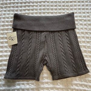 Orange Kiss Gray Soft Cable Knit Pull-On Shorts